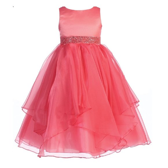 Little Girls Toddler Sleeveless Satin Spring Wedding Summer Flower Girl Dress - Picture 1 of 3